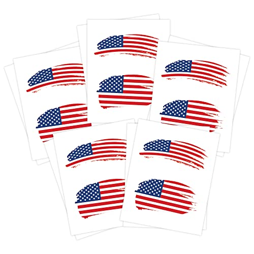 דגלי פנים אמריקאים קעקועים זמניים | חבילה של 10 | מסיבה אמריקאית אדומה לבנה וכחולה | מיוצר בארצות הברית | Safe